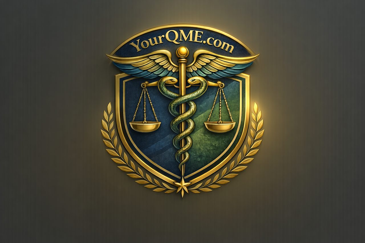 YourQME medical-legal emblem — California QME practice locations